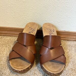 Blowfish Brown Crisscross Slide Mules